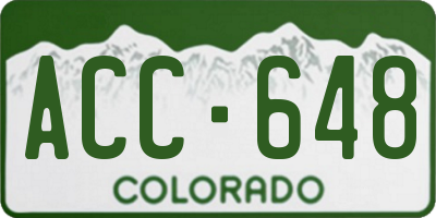 CO license plate ACC648