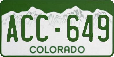 CO license plate ACC649