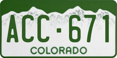 CO license plate ACC671