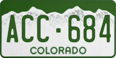 CO license plate ACC684