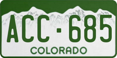 CO license plate ACC685