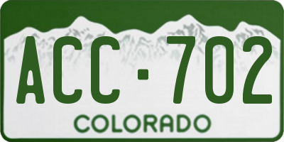 CO license plate ACC702