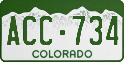 CO license plate ACC734