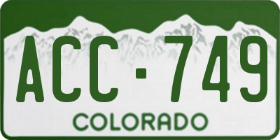 CO license plate ACC749