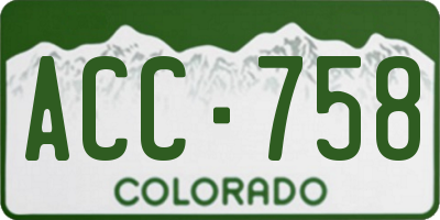 CO license plate ACC758