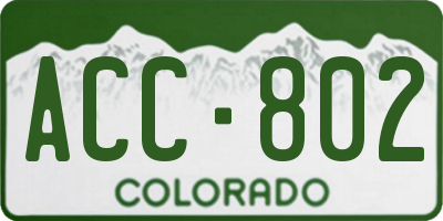 CO license plate ACC802