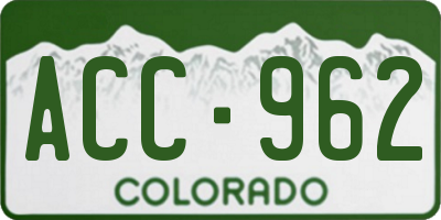 CO license plate ACC962