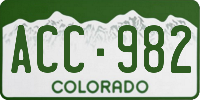 CO license plate ACC982