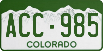 CO license plate ACC985
