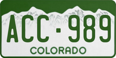 CO license plate ACC989