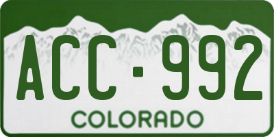 CO license plate ACC992