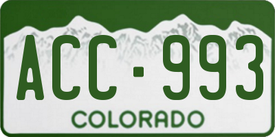 CO license plate ACC993