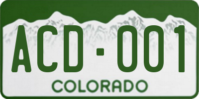 CO license plate ACD001