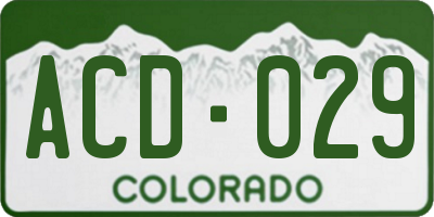 CO license plate ACD029