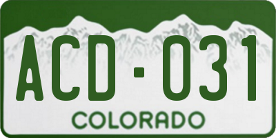 CO license plate ACD031