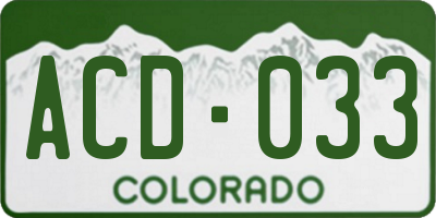 CO license plate ACD033