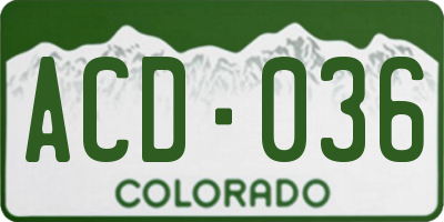 CO license plate ACD036
