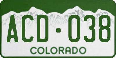 CO license plate ACD038