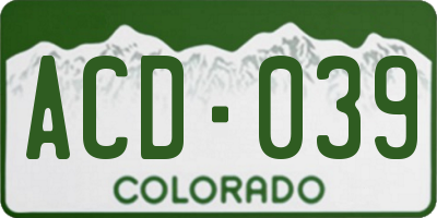 CO license plate ACD039