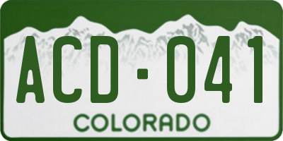 CO license plate ACD041