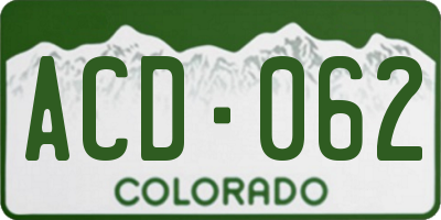 CO license plate ACD062