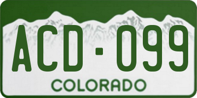 CO license plate ACD099
