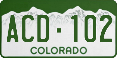 CO license plate ACD102