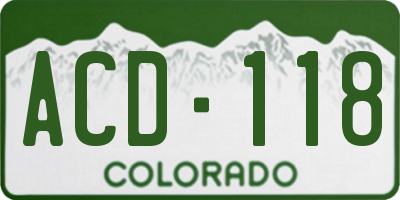 CO license plate ACD118