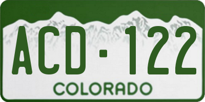 CO license plate ACD122