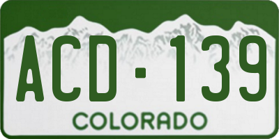 CO license plate ACD139