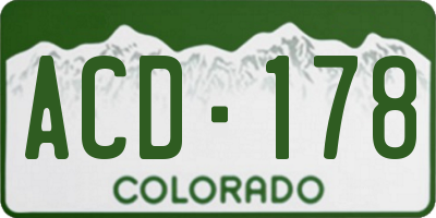 CO license plate ACD178