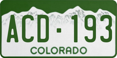CO license plate ACD193
