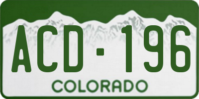 CO license plate ACD196