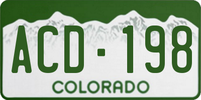 CO license plate ACD198