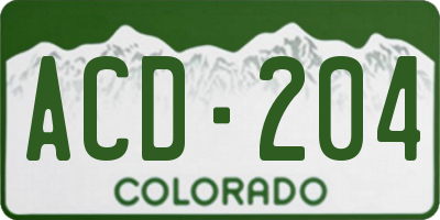 CO license plate ACD204