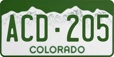 CO license plate ACD205