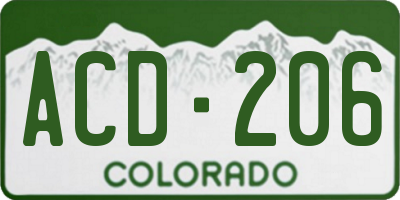 CO license plate ACD206