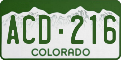 CO license plate ACD216