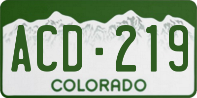 CO license plate ACD219