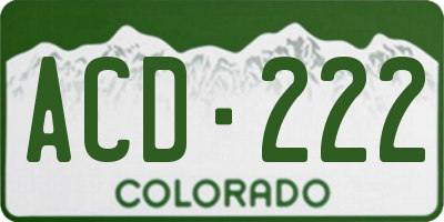 CO license plate ACD222