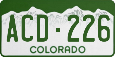 CO license plate ACD226