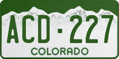 CO license plate ACD227