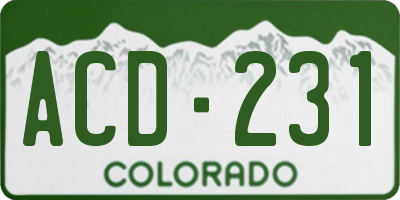 CO license plate ACD231