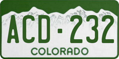 CO license plate ACD232