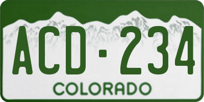 CO license plate ACD234