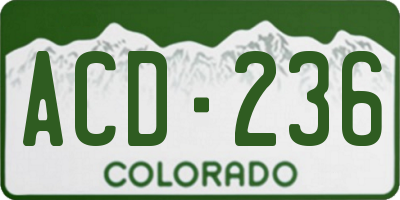 CO license plate ACD236
