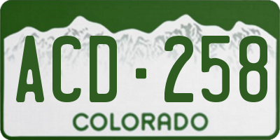 CO license plate ACD258