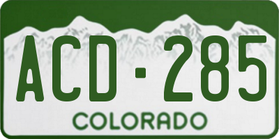CO license plate ACD285