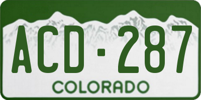 CO license plate ACD287