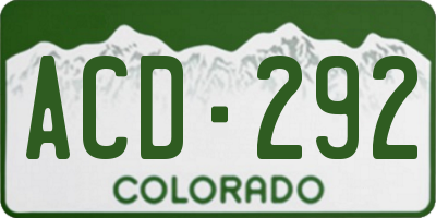 CO license plate ACD292